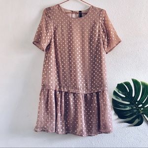 NWOT❤️ Y.A.S pink dress with gold polka dots